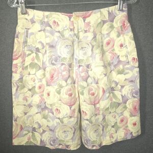 Vintage Liz Claiborne LizGolf Shorts Linen Cotton Blend Floral Mom Shorts Sze 10